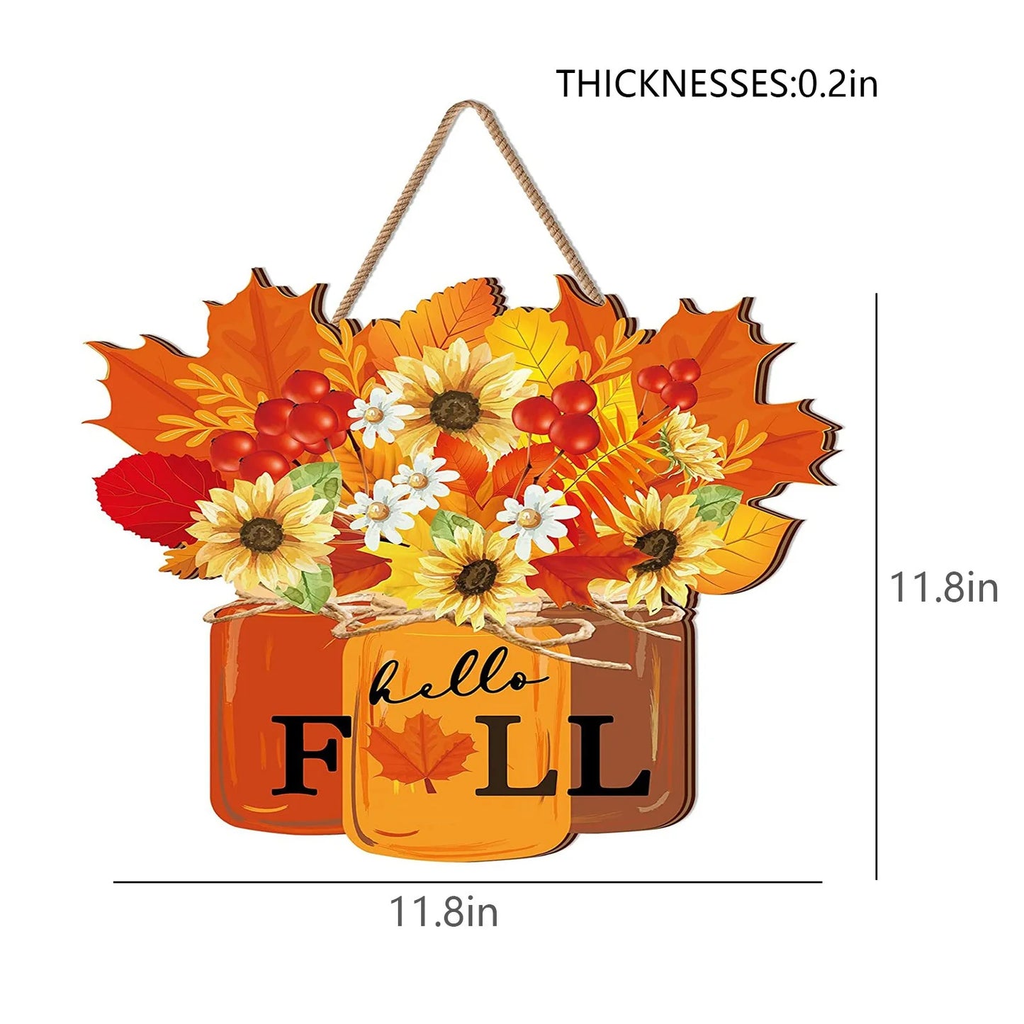 Wooden Front Door Fall Harvest Leaf Pumpkin Decoration