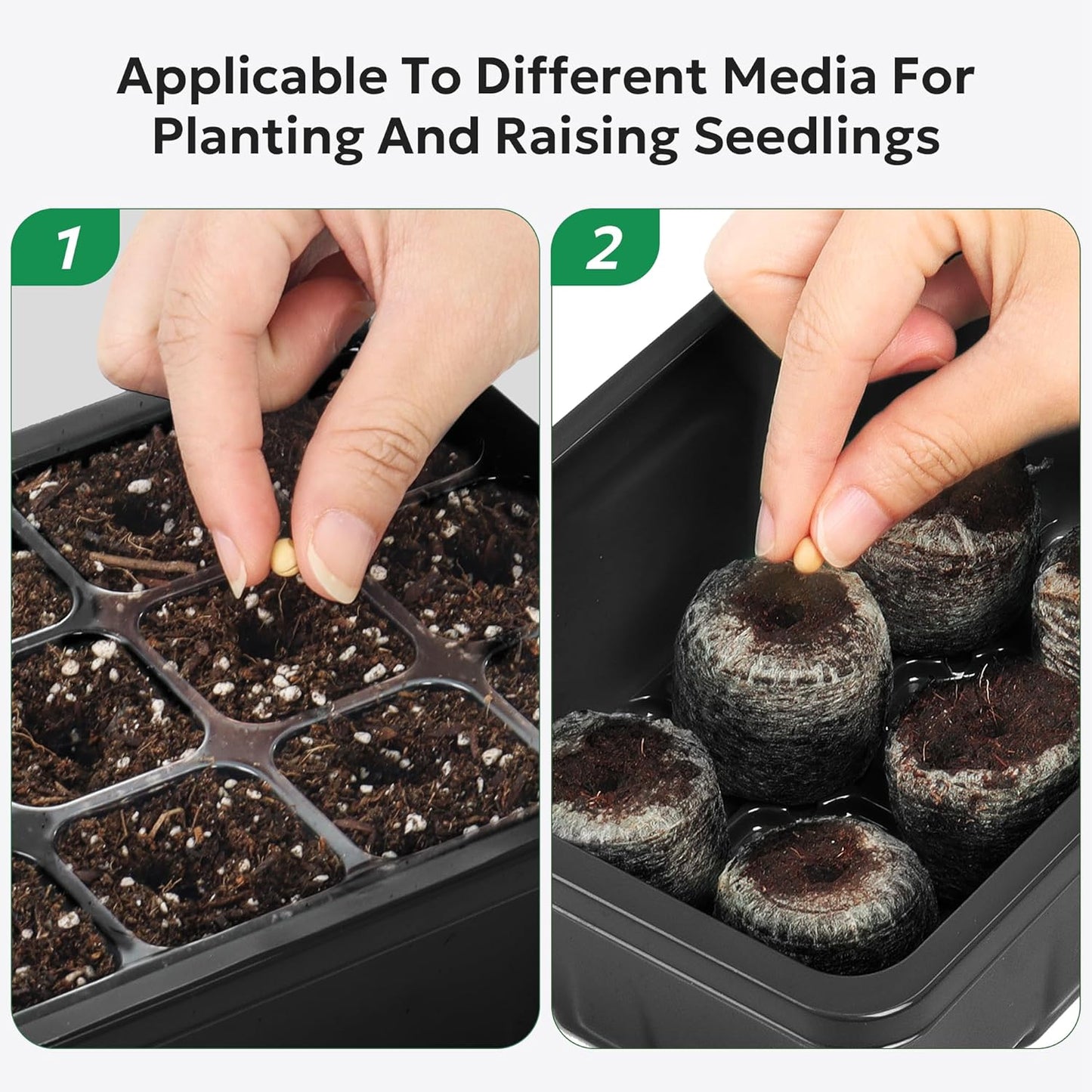 10 Packs Seed Starter Tray Seed Starter Kit with Humidity Dome (120 Cells Total Tray)