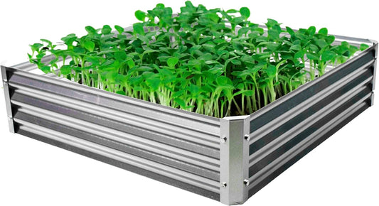 906542 Corrugated Raised Garden Bed, Silver