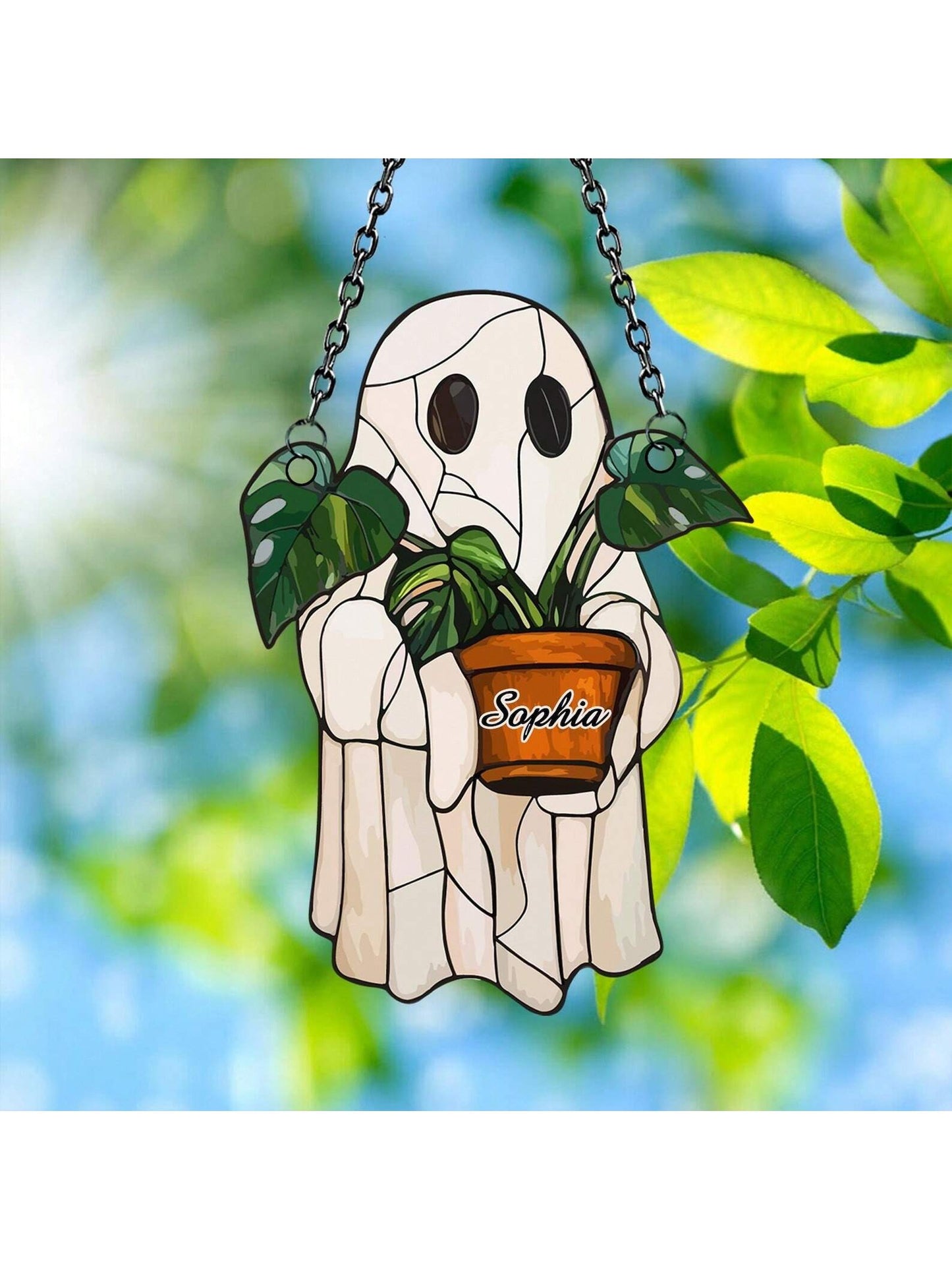 Cute Ghost and Plant Decoration Anti-Shatter Window Decoration