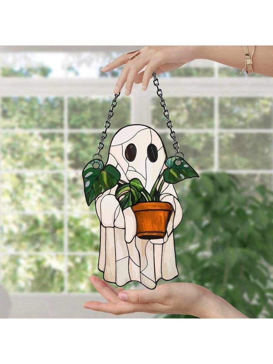 Cute Ghost and Plant Decoration Anti-Shatter Window Decoration