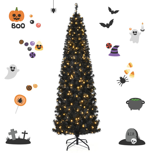 7 Ft Pre-Lit Black Halloween Tree
