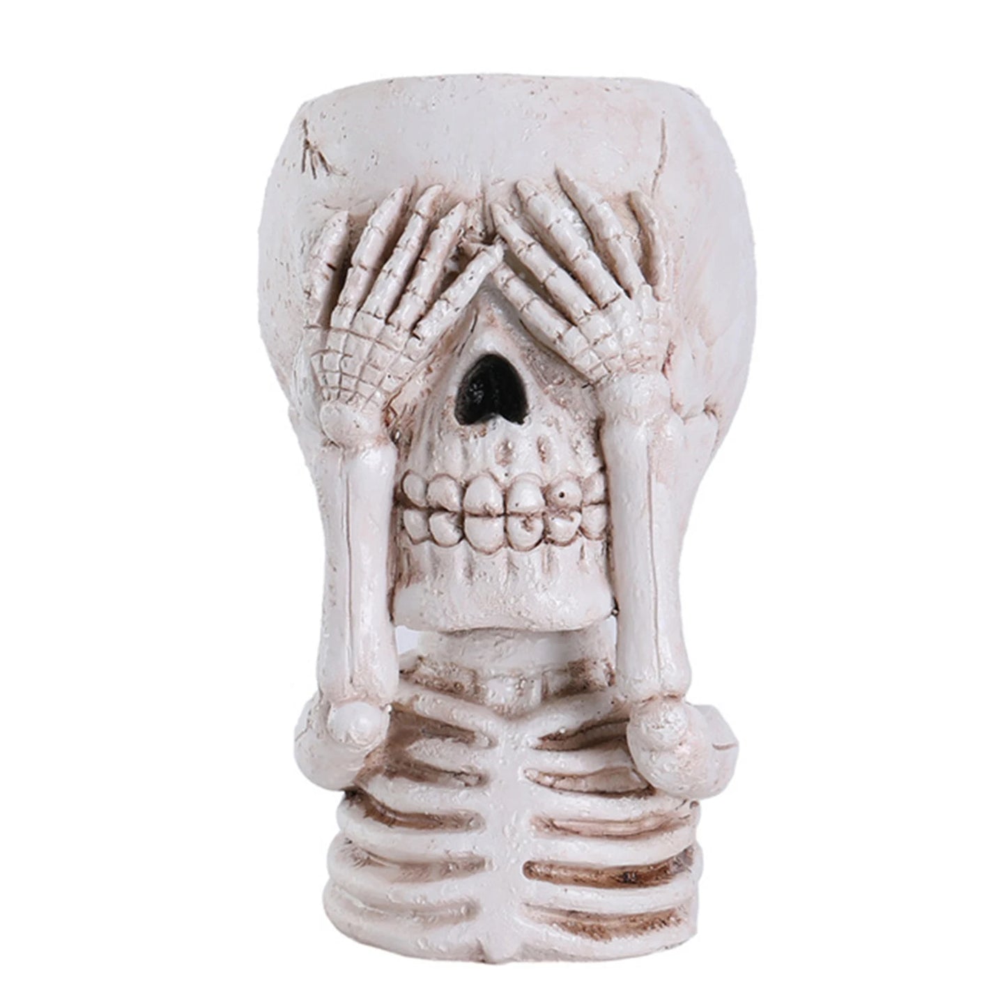 Skull Head Flower Pots Gothic Skeleton Planter Container Office Planter Succulent Plant Organizer Halloween Tabletop Ornament
