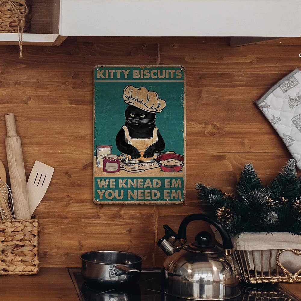 Kitty Kitchen Vintage Metal Tin Sign