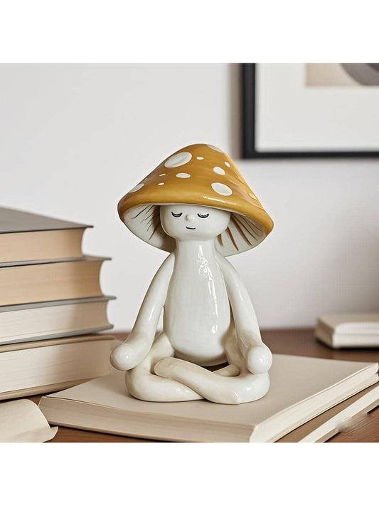 Cute Meditation Sitting Yoga Mushroom Decor