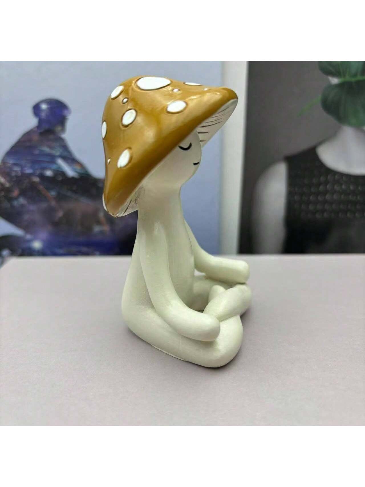 Cute Meditation Sitting Yoga Mushroom Decor