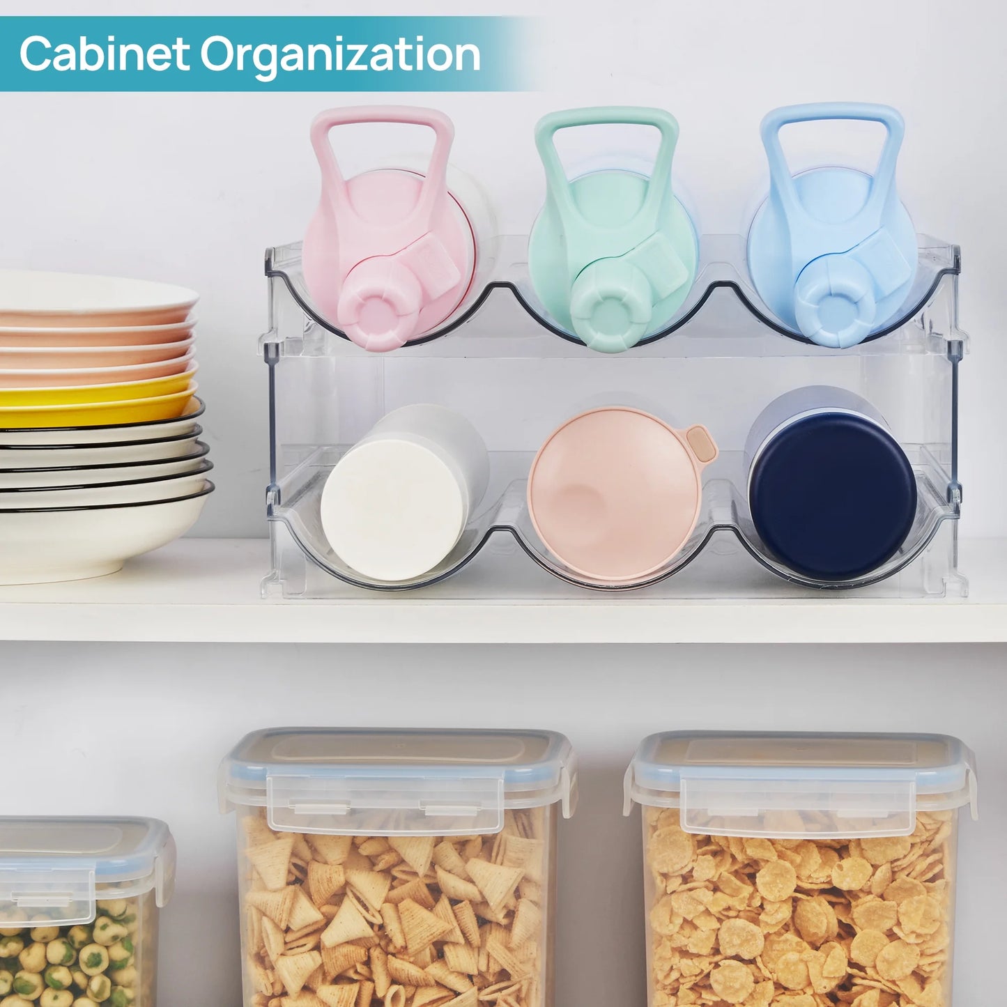 4 Pack Plastic Water Bottle Organizer, Clear