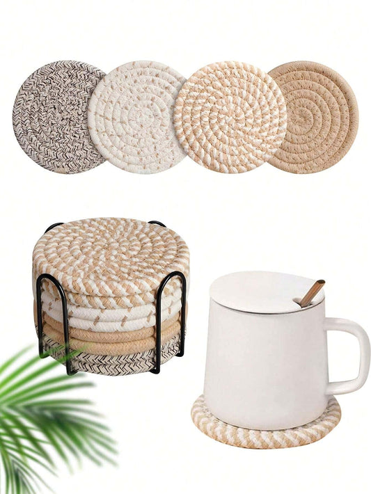 8Pcs Minimalist Table Woven Coasters