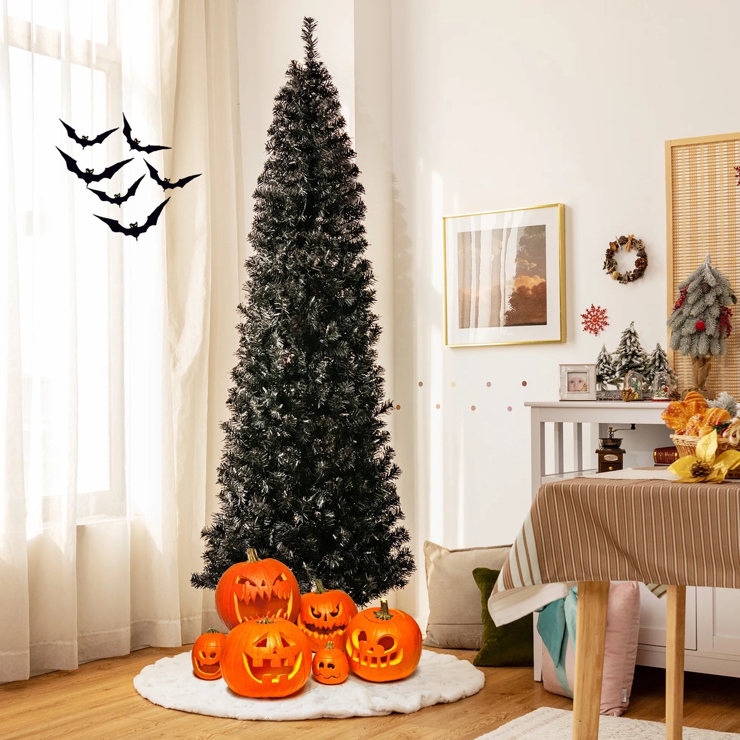 7 Ft Pre-Lit Black Halloween Tree