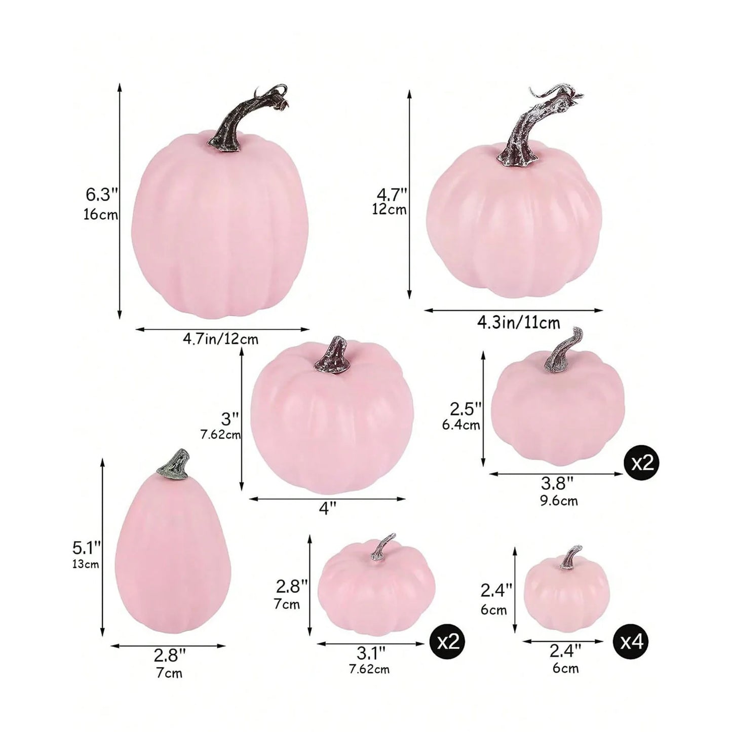 12Pcs Pink Faux Pumpkins Decoration