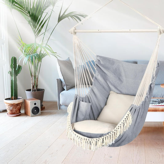 Hanging Hammock Chair Swing (Max 500 Lbs) *Cushions Included*