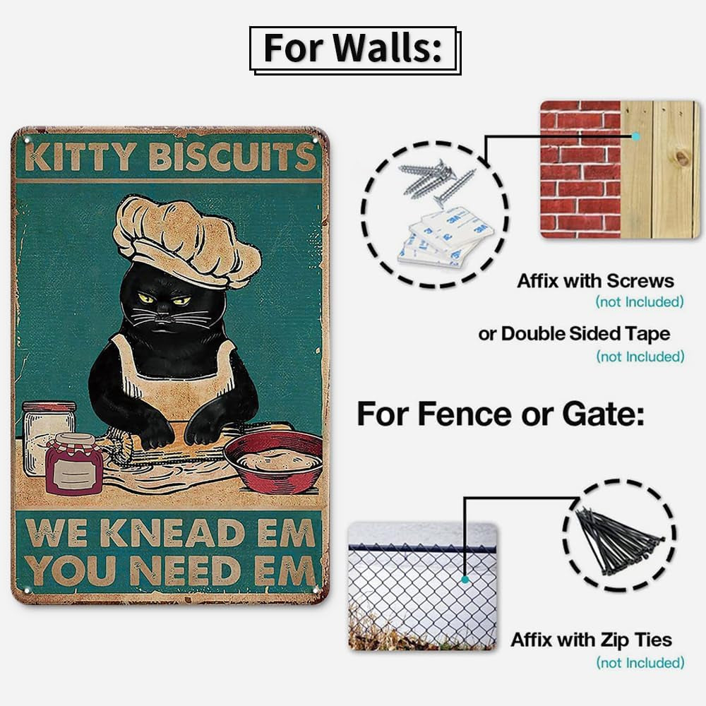 Kitty Kitchen Vintage Metal Tin Sign