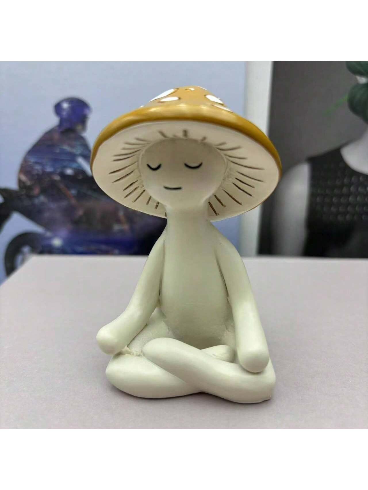 Cute Meditation Sitting Yoga Mushroom Decor