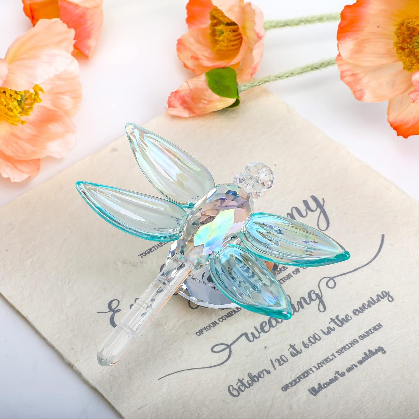 Crystal Dragonfly Figurine Glass Animal Figurines Collectibles Home Decor Paperweight