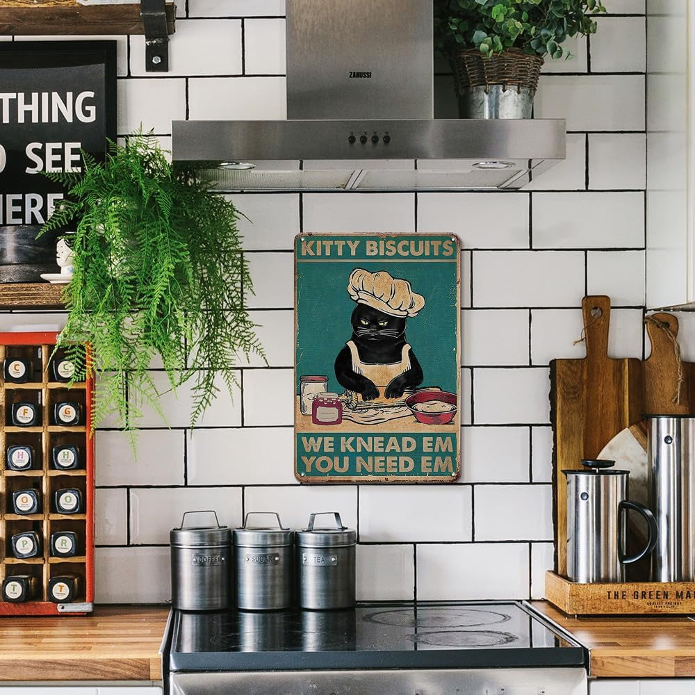 Kitty Kitchen Vintage Metal Tin Sign