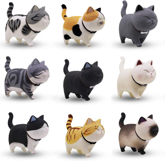 9 PCS Cute Miniature Cats Landscape Lovely Cats Figurines Fairy Home Garden Anim