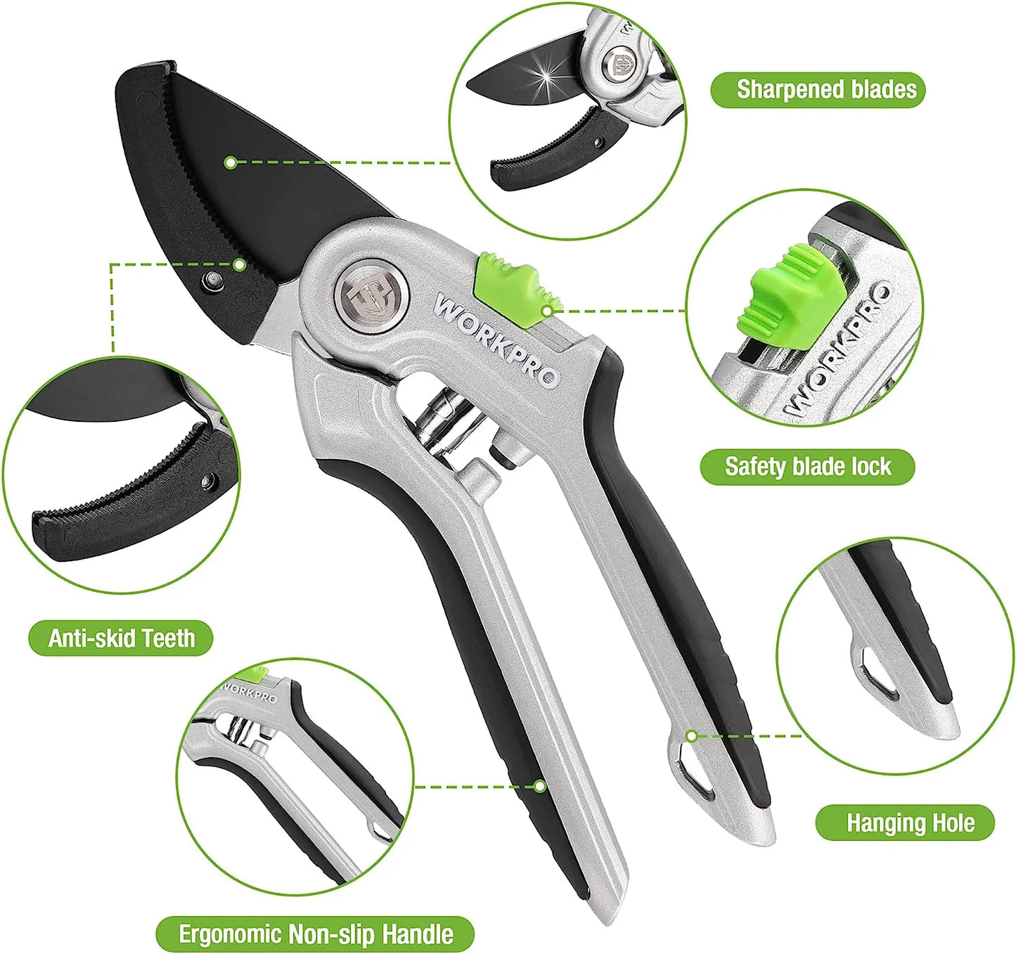 Heavy Duty Garden Anvil Pruning Shears with Ergonomically Design Handle Labor-Saving