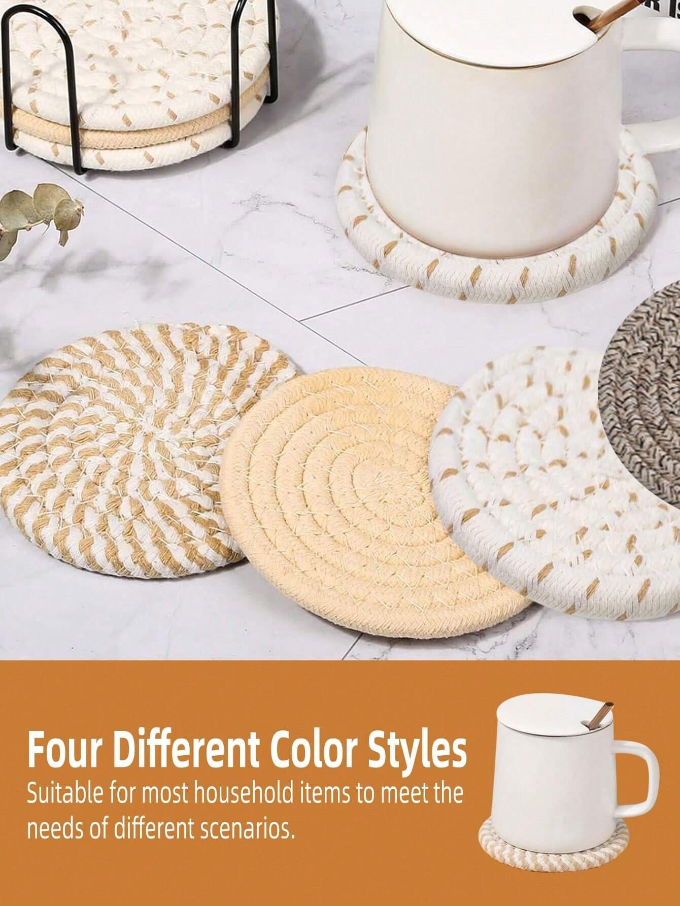 8Pcs Minimalist Table Woven Coasters