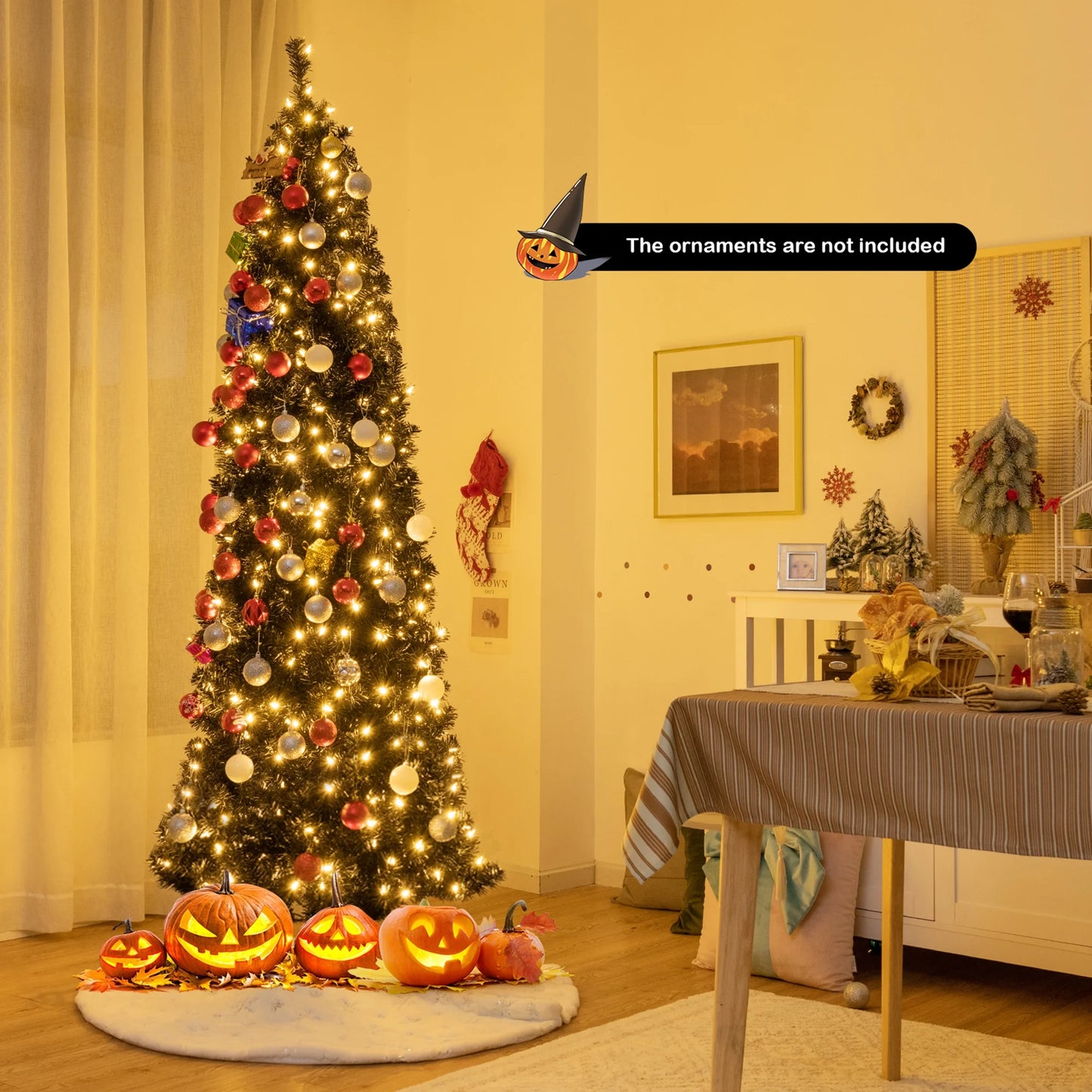 7 Ft Pre-Lit Black Halloween Tree