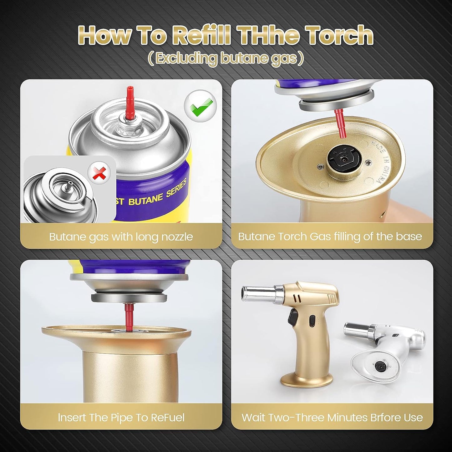 (2 Pack) Refillable Kitchen Torch Lighter