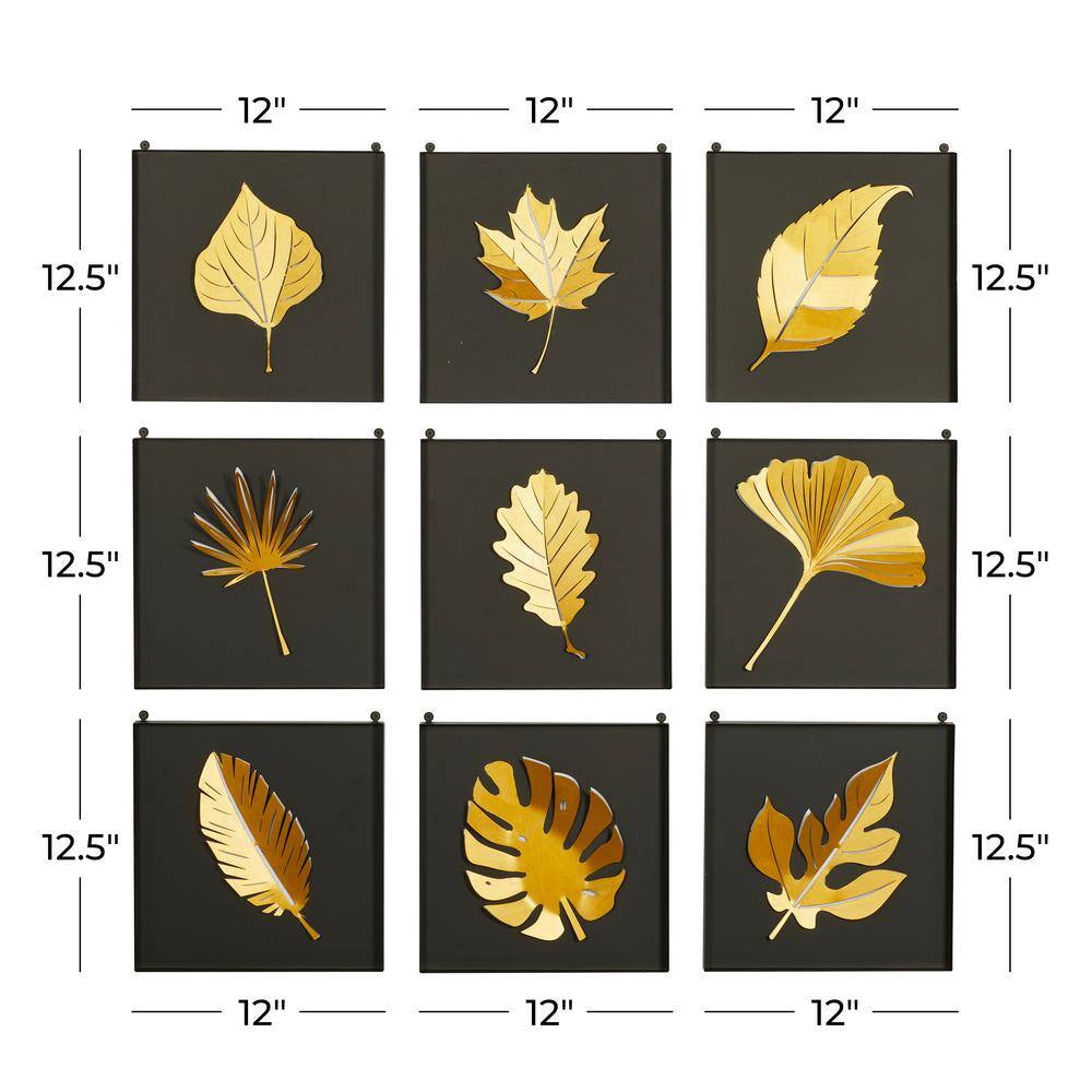 Gold Metal Contemporary Wall Decor (Set of 9)