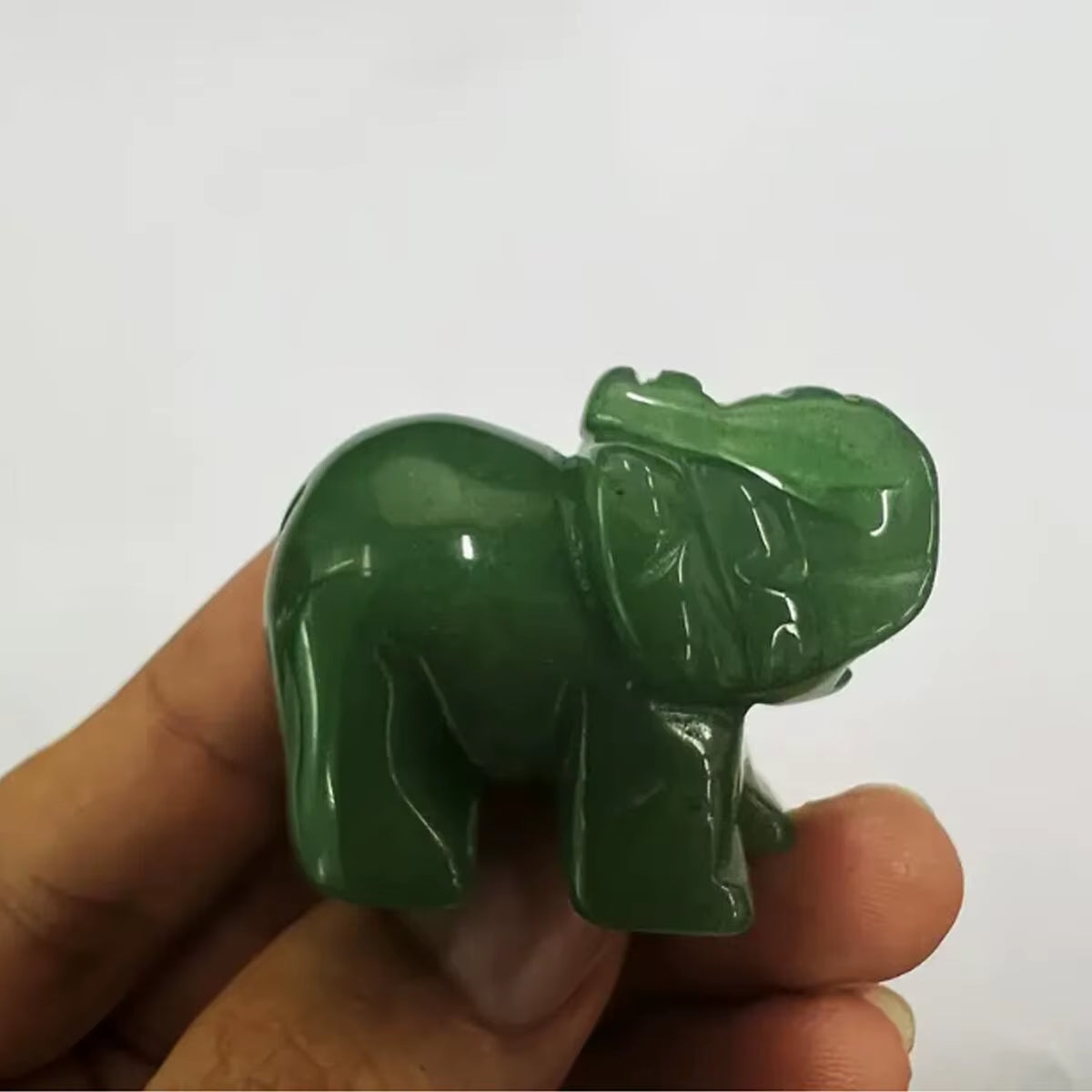 Hand Carved Jade Elephant Statue - Good Luck Ornament and Decor