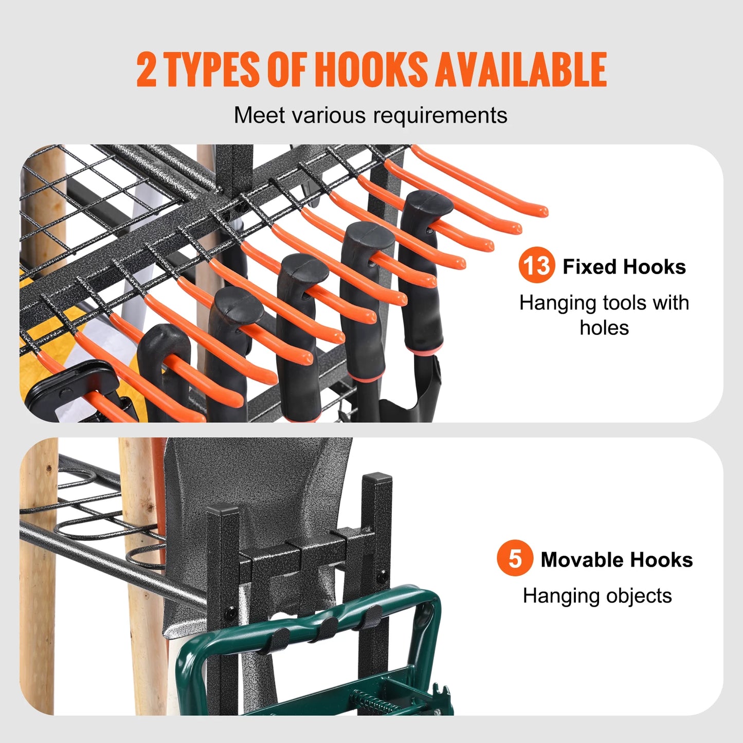 16 Slots Garden Tool Organizer for Garage Storage