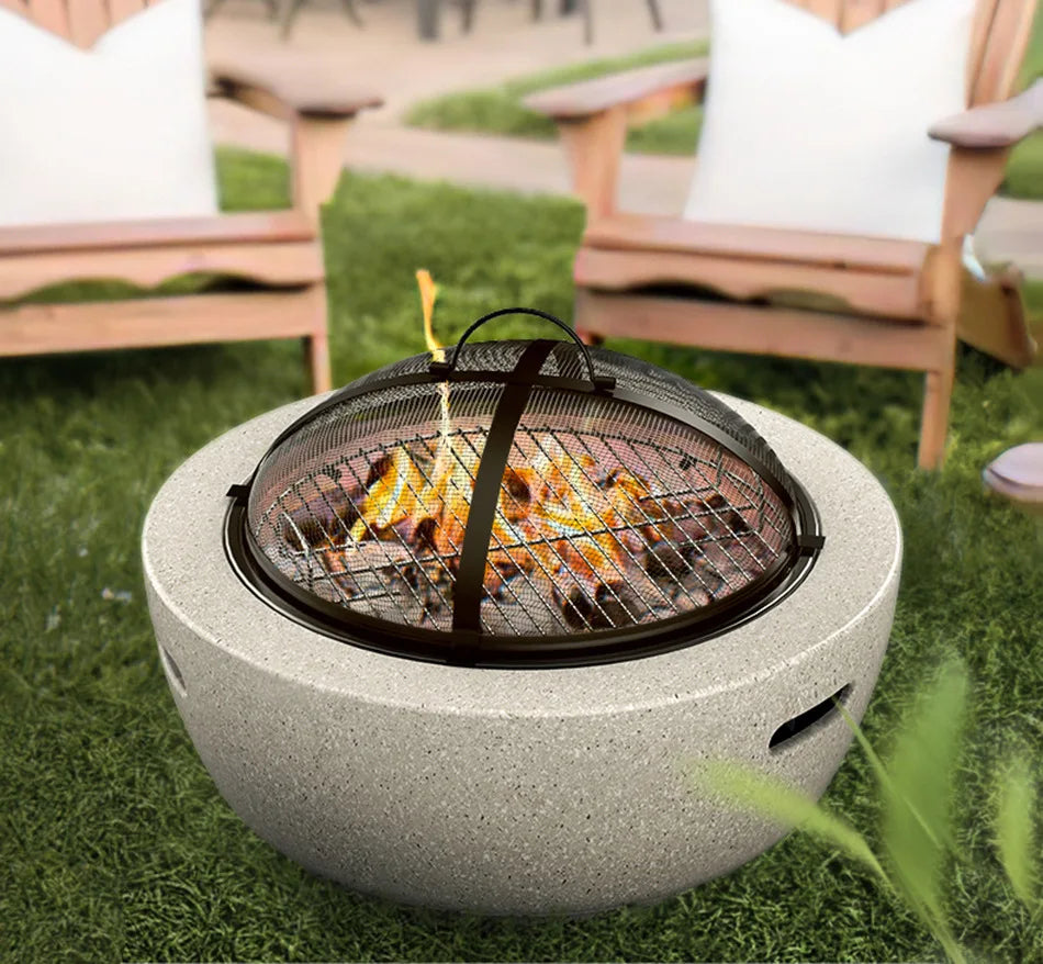 Concrete Tabletop Gas Fire Pit