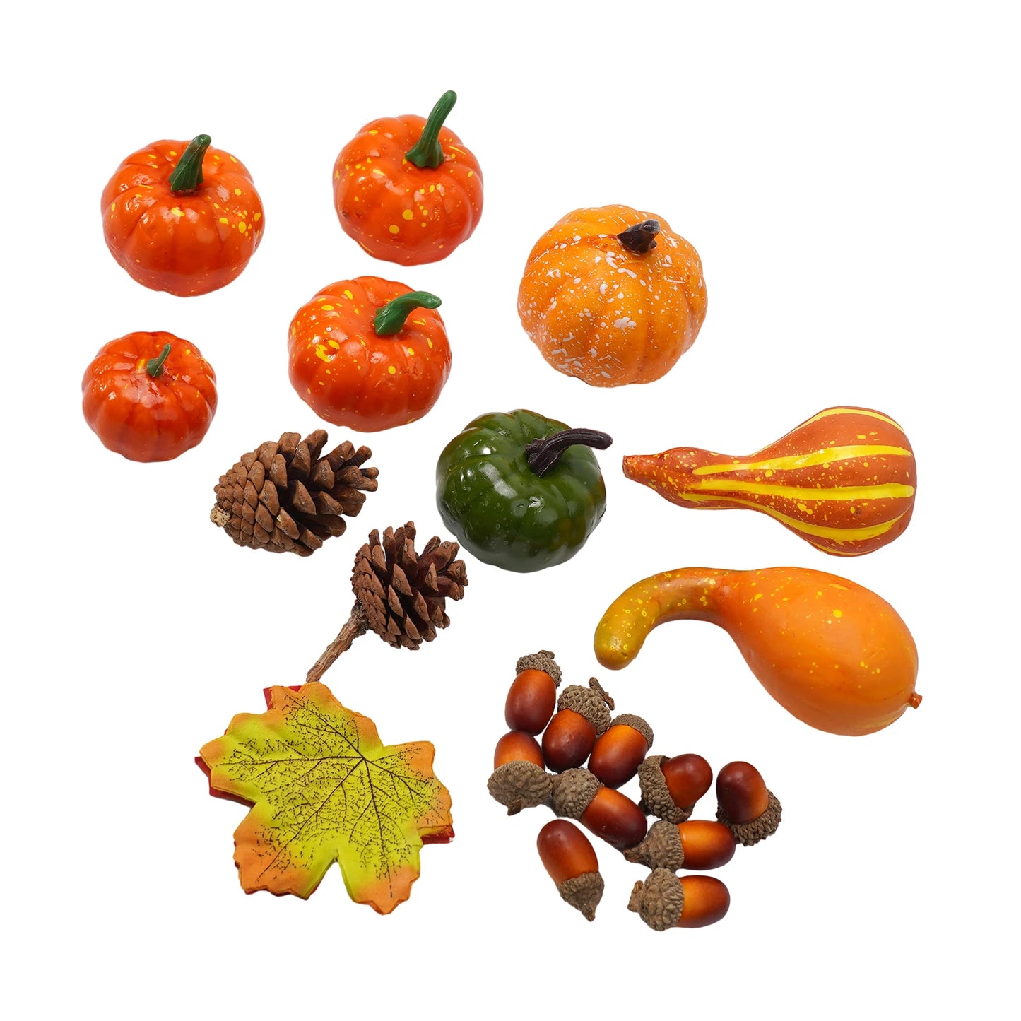 50 Pcs Mini Pumpkin, Gourd, Acorn, Berries, Leaf Fall Harvest Decorations