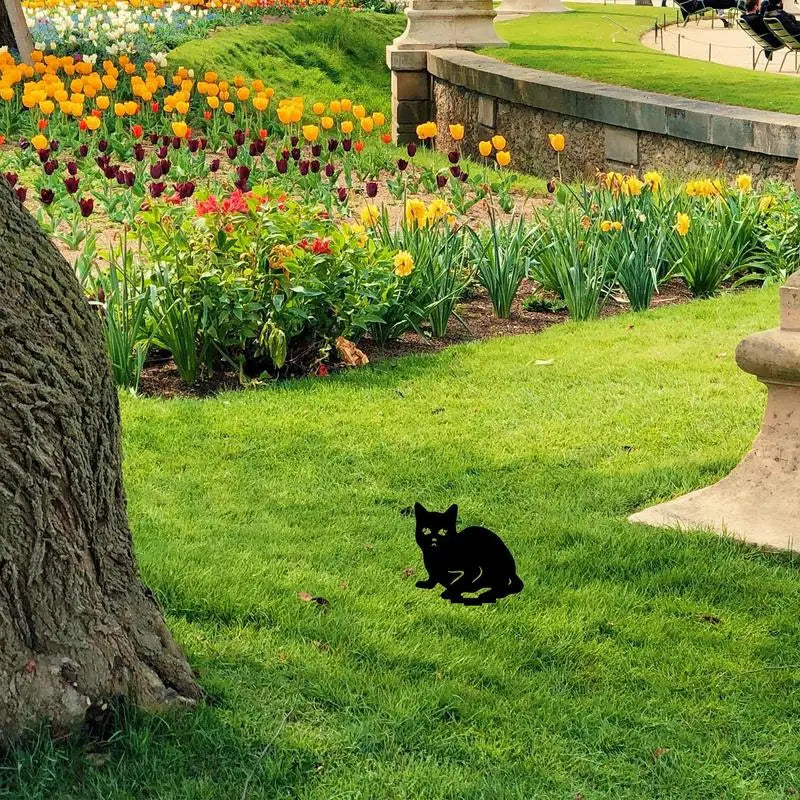 Adorable Outdoor Garden Decorative Cat silhouette Stakes