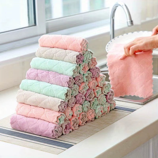 Set Of 10 Reusable Microfiber Dish towel - Lint Free & Durable