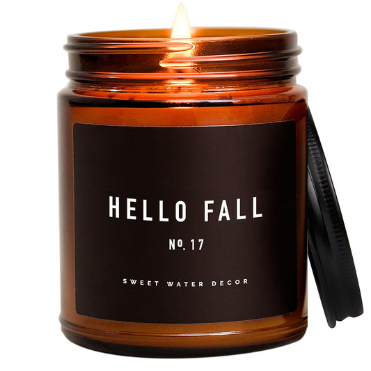 Hello Fall Candle - 100% Cotton Wick Soy Wax Candles with 40 Hour Burn Time - Made in the USA- Women Owned - 9Oz