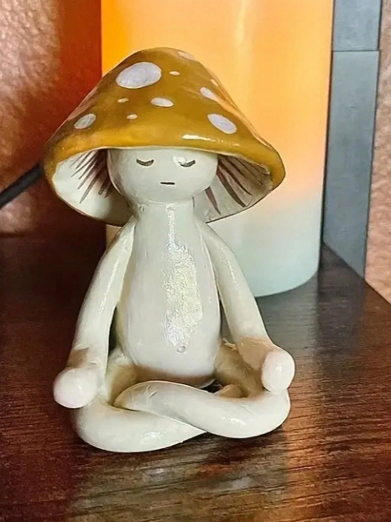 Cute Meditation Sitting Yoga Mushroom Decor