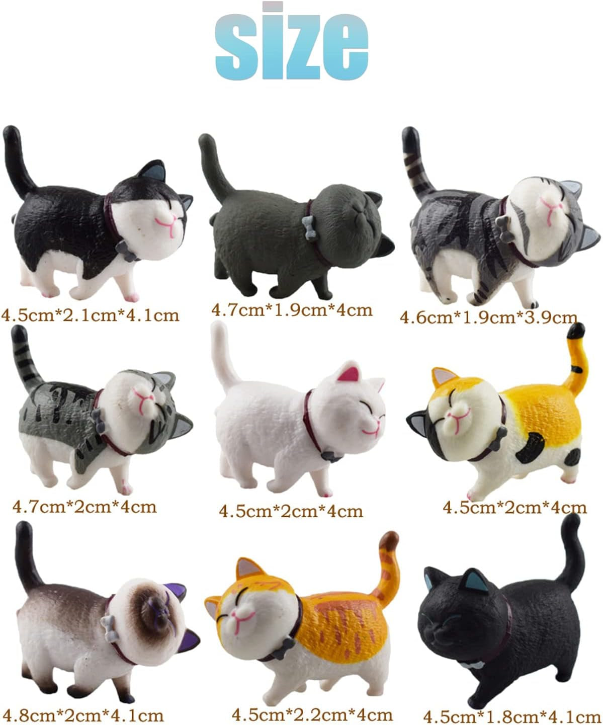 9 PCS Cute Miniature Cats Landscape Lovely Cats Figurines Fairy Home Garden Anim