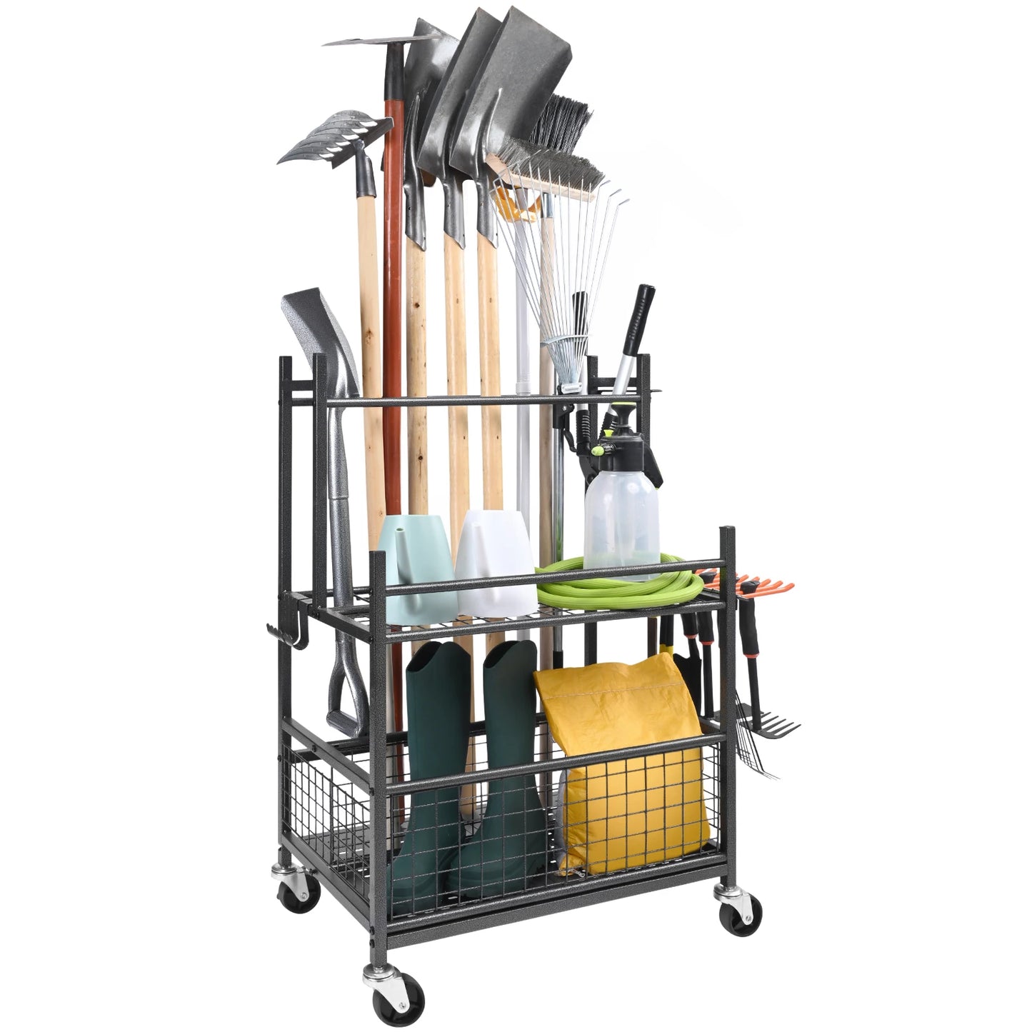16 Slots Garden Tool Organizer for Garage Storage