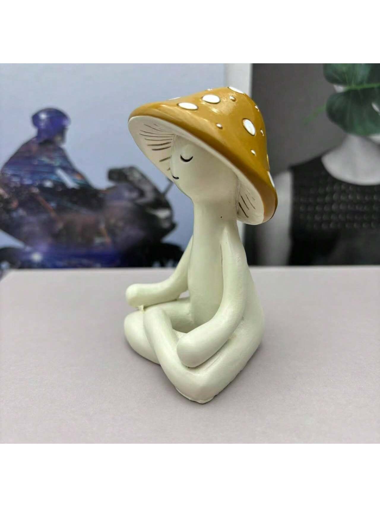 Cute Meditation Sitting Yoga Mushroom Decor