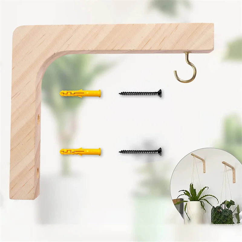 1/2Pcs Natural Wood Wall Plant Hangers Hanging Flower Pot Hook Nordic Flower Bracket for Lanterns Wind Chimes Balcony Home Decor
