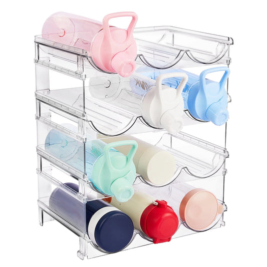 4 Pack Plastic Water Bottle Organizer, Clear