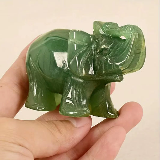 Hand Carved Jade Elephant Statue - Good Luck Ornament and Decor