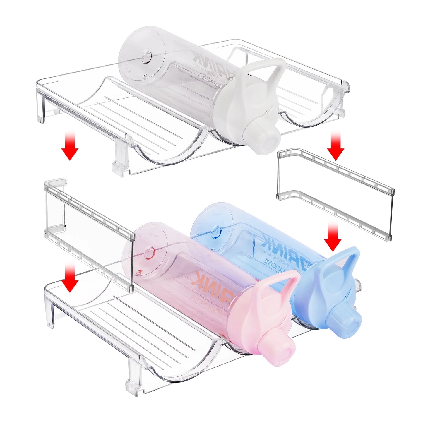 4 Pack Plastic Water Bottle Organizer, Clear