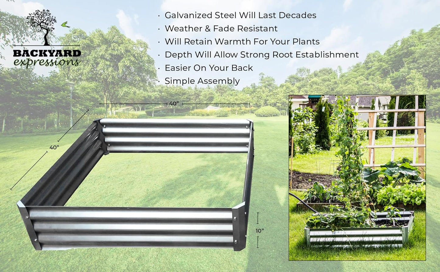 906542 Corrugated Raised Garden Bed, Silver