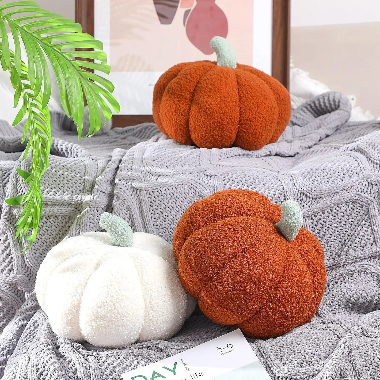 2-Pack 3D Plush Pumpkin Fall Decor Cushions