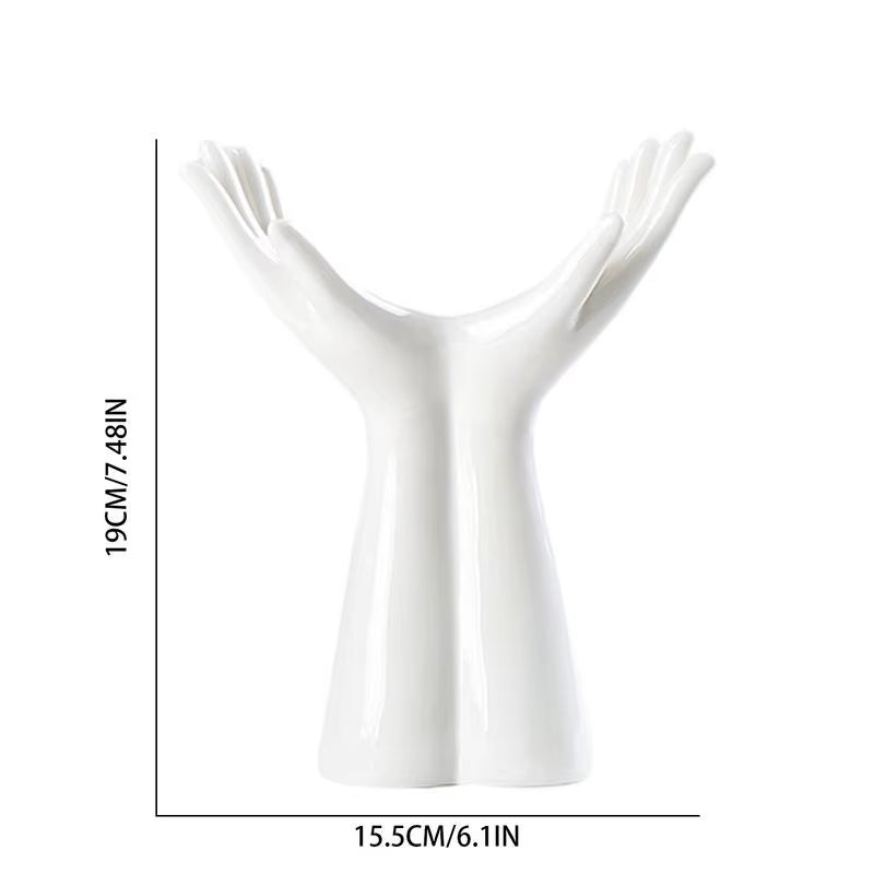 Nordic Hand-Shaped Ceramic Vase - Modern Flower Decor for Stylish Home & Office Tabletop