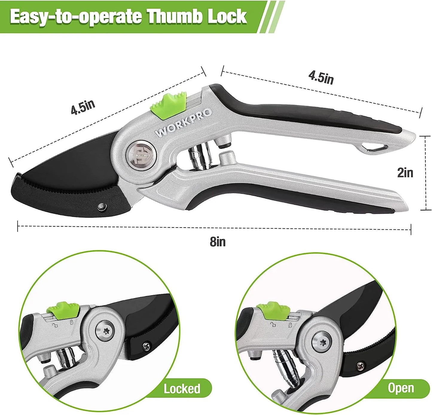 Heavy Duty Garden Anvil Pruning Shears with Ergonomically Design Handle Labor-Saving