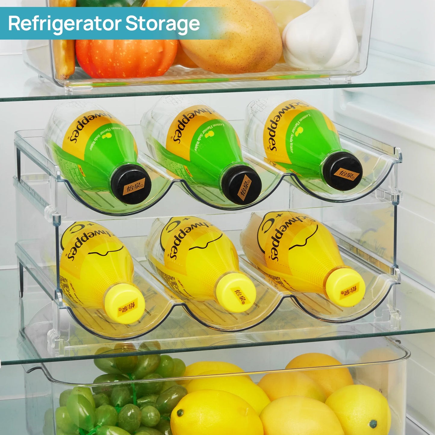 4 Pack Plastic Water Bottle Organizer, Clear