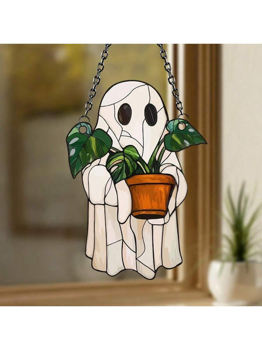 Cute Ghost and Plant Decoration Anti-Shatter Window Decoration