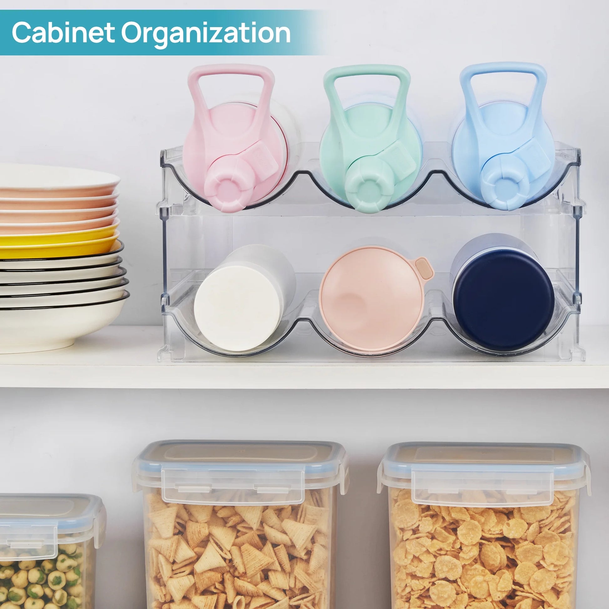 4 Pack Plastic Water Bottle Organizer, Clear