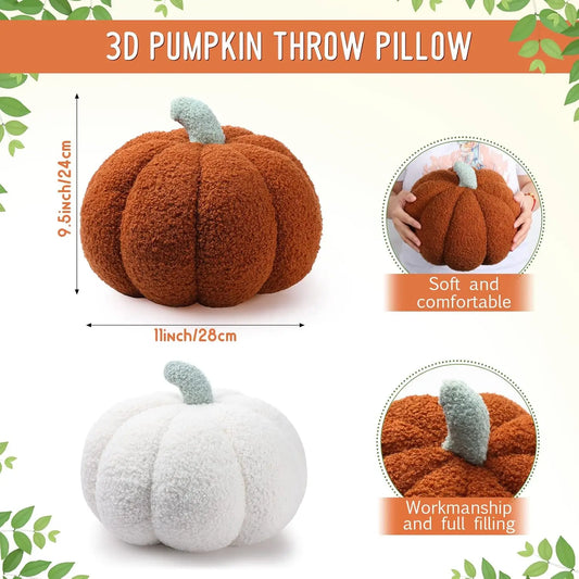 2-Pack 3D Plush Pumpkin Fall Decor Cushions 
