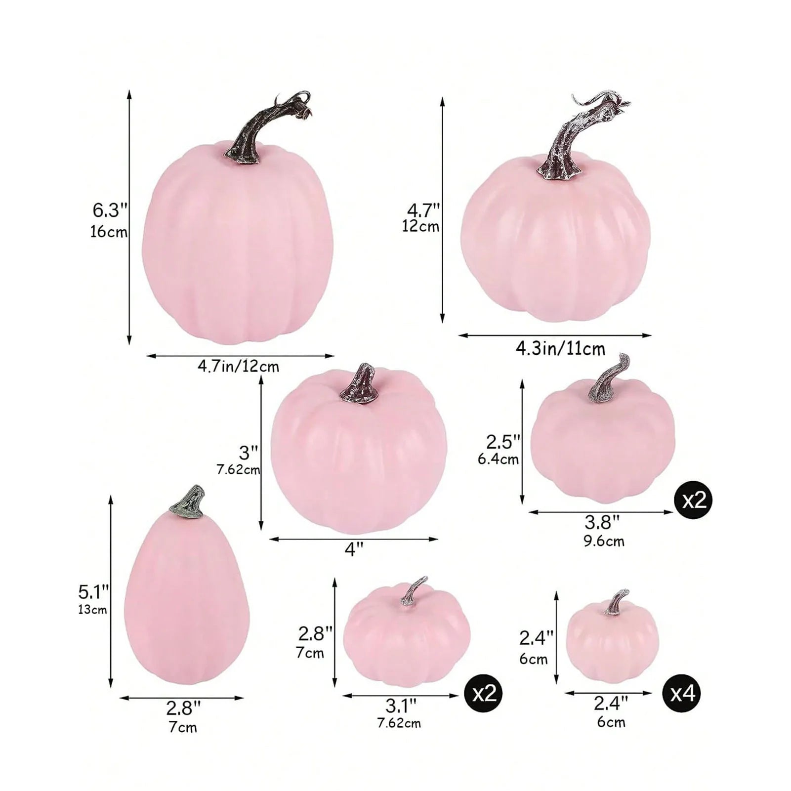 12Pcs Pink Faux Pumpkins Decoration 