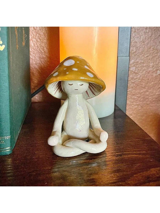 Cute Meditation Sitting Yoga Mushroom Decor
